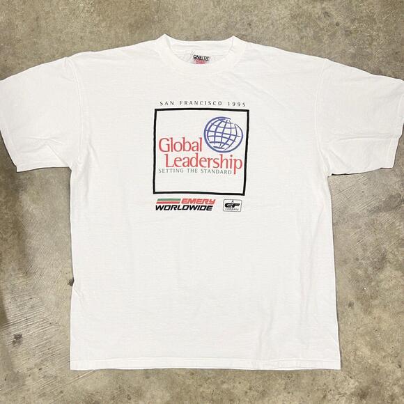VTG Emery Worldwide T Shirt San Francisco 1995 Global Leadership 90s Rare Sz XL